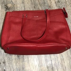 Cole Haan-American Airlines, large red Soffiano leather travel tote
